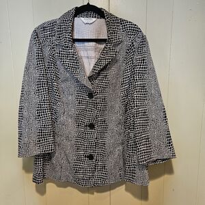 Allison Taylor Black & White Blazer – Plus Size 3X | Career & Casual Jacket